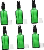 Happyyami 6Pcs Green Essential Oil Glass Spray Bottles Refillable Liquid Sub Bottles Portable Travel Containers for Essential Oils Mist Sprayers and Fragrance