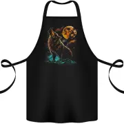A Wolf Howling With the Moon at Night Cotton Apron 100% Organic