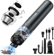 Handheld Vacuum Cordless Rechargeable 16,000PA Powerful Car Vacuum, Mini Portable Hand Held Vacuum Cleaner for Home, Car, Small Dust Buster for Dust, Sand, Crumbs (Cyan Gray)