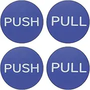 uxcell 2Set Push Pull Door Stickers, 3in Push and Pull Signs Plate Acrylic Vertical Self-Adhesive for Doors Glass Window Business Stores, Round, Blue