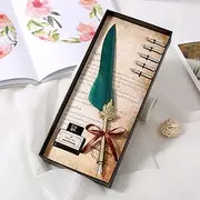 ZEYUAN Quill Pen and Ink Set Feather Fountain Dip Pen with Replacement Nibs Calligraphy Writing Vintage Signature Pen Luxury Birthday Children Student Friends