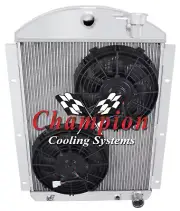 RC 2 Row 1" Radiator Chevy Config,10" Fans-1941-1946 Chevrolet Truck Small V8 (for: Chevrolet)
