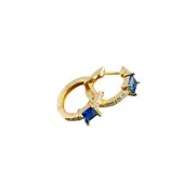 ANYCO Earrings Gold Plated Blue Luxury Square CZ Round Ear Buckle For Women Girl Teen Chic Fashion Stylish Accessories Jewelry Gifts