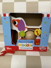 Play Right Pull Along Wooden Dog Toddler Toy Ages 18+ Mo. 7"x6” Pretend Play