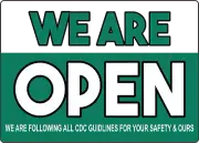 WE FOLLOWING ALL CDC GUIDELINES SAFETY| Laminated Vinyl Decal Sticker Label