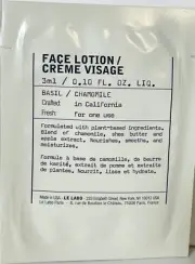 Le Labo Basil Face Lotion Le Labo 3 ML Sample Packet Travel SZ 3 ML NEW!
