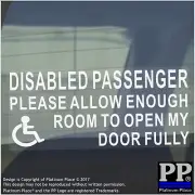 Disabled Passenger Sign Please Allow Enough Room to Open My Door Fully Stickers