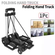 4 Wheels Folding Hand Truck Trolley Luggage Cart Foldable Dolly Push Black 35KG