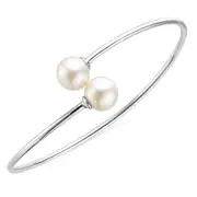 Zamel's Sterling Silver Fresh Water Pearl Flexi Bangle Women's Jewellery