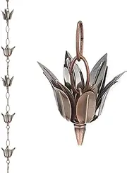 8.5FT Rain Chain Outdoor Rain Chains Rain Catcher Chain Metal Hanging Adjustable with Hooks and Fixings for Window Garden Decorations,Garden, Patio,Eaves Drainage,Outdoor Decor,4m(13.1ft)