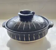 Banko Ware Donabe 2-3ppl Clay Earthenware Pot Black Tokusa Made in Japan