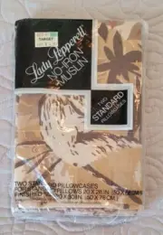 Vintage Lady Pepperell Brown Safari Jungle 2 No-Iron Muslin Standard Pillowcases