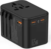 7 PANDAS Universal Travel Adapter 65W 2xUSB-C PD Fast Charging 1xUSB-A