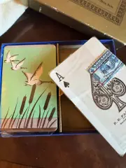 Vintage Canasta Argentine Rummy Game 1950's NIB Geese design - 2 packs cards