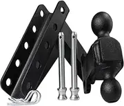 2.0" Adjustable Medium Duty Trailer Hitch (14,000 Lb. Rating) -Drop/Rise Trailer Hitch With 2" & 2-5/16" Dual Ball - Powder Coat(2)