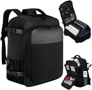 [Vnvnvnv] for Ryanair Cabin Backpack 40x20x25cm - Underseat Carry-On Bag with USB Charging Port, Trolley Sleeve & Water Bottle Holder, 20L Airline-Approved Travel Backpack for EasyJet, Wizz Air (Black