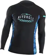Vseutiac Men's Swimming Shirt Sun Protection Quick Dry Wetsuit Soft Beach Shirt Surf Shirt for Diving Water Sports
