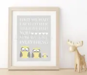 Gender Neutral Owl Nursery Print, Baby Boy Woodland Nursery Decor 8x10 Unframed