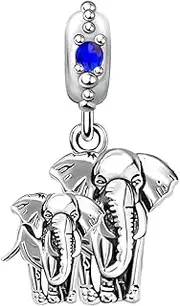 [JMQJewelry] Elephant Mom Daughter Animals Dangle Womens Bead Charms for Sister Wife Grandma Birthstone Fits Pandora Bracelets