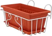 CAXUSD 1 Set Hanging Plant Pot Planter Holders Stand Hanging Pots Balcony Flowerpot Herb Container Rectangle Vegetable Balcony Hanging Flower Rack Potted Garden Jardiniere Iron Red