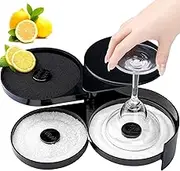 TonJin Margarita Salt Rimmer Set, 1 Pack 3 Tier Bar Glass Rimmer Black Plastic Sugar and Salt Rimmer Box with Sponge for Cocktail Bartender Tool