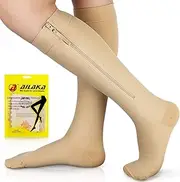 Ailaka Zipper Compression Socks for Men Women - 20-30 mmHg Close Toe Knee High Medical Compression Socks with Zipper, Zip Up Socks for Varicose Veins, Edema, Recovery, Pregnant, Nurse