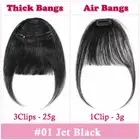 Clip In Real Remy Human Hair Extensions Thick/Thin Air Bang Fringe Top Hairpiece