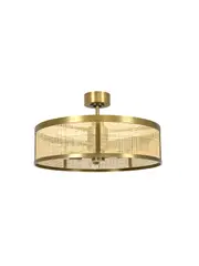 Cessna 3 Light DC Fan in Antique Brass with 700mm Rattan Shade