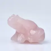 Natural Rose Quartz Crystal Gemstone Lucky Frog Carved Mini Reiki Wealth Statue