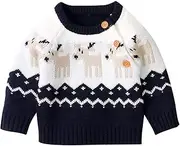 [Merqwadd] Unisex Infant Baby Christmas Sweater Toddler Crewneck Reindeer Knit Pullover Warm Outfit