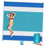 Water-Resistant, Sandproof 10x9ft Beach Blanket with Umbrella 9x10 Blue