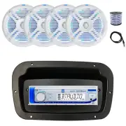 Dual Marine Radio,Spa Bezel,Adapter,Antenna,Wire,4x 6.5'' 150W LED White Speaker