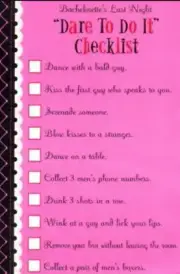 Bachelorette / Hens Night Party Supplies Dare To Do It Checklist (Pack of 10)