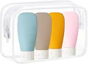 Jotia 5Pcs Travel Bottles Kit, Squeezable Containers TSA Approved Travel Containers Leak Proof Refillable Shampoo and Conditioner Travel Essentials Bottle Set