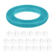 Silicone Bobbin Ring Holder and 20 Plastic Bobbins Set, Light Blue & Transparent