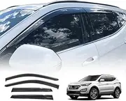 OAD4X4 Weathershields Compatible with Hyundai Santa Fe DM Series 2012-2018, Stainless Edge Weather Shields Window Visors Wind Deflectors Sun Rain Guard 4PCS Set