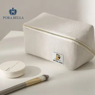 【Porabella】質感亞麻簡約風格大容量防水旅行收納袋 出國保養品化妝品收納袋