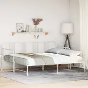 Daybed with Trundle without Mattress White 92x187 cm Single Metal