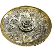 Dragon Phoenix Bronze Tray Twelve Zodiac Antique Incense Holder Coil Incense