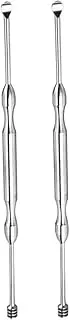 HOMOCONO 2Pcs Spiral Stainless Steel Ear Spoon Ear Wax Removal Tool for Home Use Portable and Lightweight Comfortable Skid Resistant Design for Wax Cleaning Silver