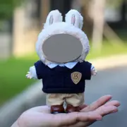 Labubu Baby Clothes 17cm Labubu Cloth Clothes Heartbeat Macaron Vinyl Face Doll Baby Clothes Replacement——style:Administrative suit (shirt, sweater, work pants)
