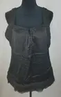 Juicy Couture women 12 black raw edge silk chiffon tank top blouse
