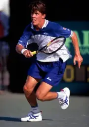 Mikael Tillstrom of Sweden at the Lipton Tennis Championships in K- Old Photo
