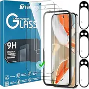 [T Tersely] [3+3 Pack] Screen Protector for Google Pixel 9 Pro 2024, with Camera Lens Protector & Installation tool,Fingerprint Compatible Case Friendly,HD Clear Tempered Glass - 3 Pack Each