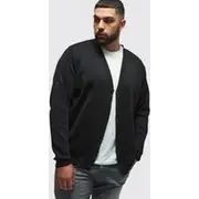 Mens Plus Basic Regular Fit Cardigan in Black