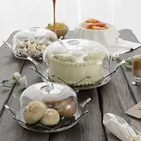 在飛比找樂天市場購物網優惠-防塵透明蛋糕食物罩展示盤創意乾果甜品臺蛋糕罩裝飾托盤