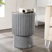 JONATHAN Y TBL1102A Louisa 19" Modern Art Deco Tambour Accent Table Art Deco, Minimalist, Contemporary, Bohemian, Mid-Century, Patio, Garden Room, Bathroom, Living Room, Gray Terrazzo Finish