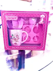 Strawberry Shortcake Glitter Mug, Mold, & Drink Art Stencil Gift Bundle