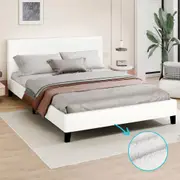 ALFORDSON Bed Frame Double Size Base Boucle Fabric White