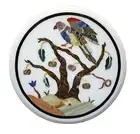 Round Marble Coffee Table Top Nature Pattern Inlay Work Sofa Side Table for Home